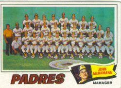 1977 Topps Baseball Cards      134     San Diego Padres CL/John McNamara